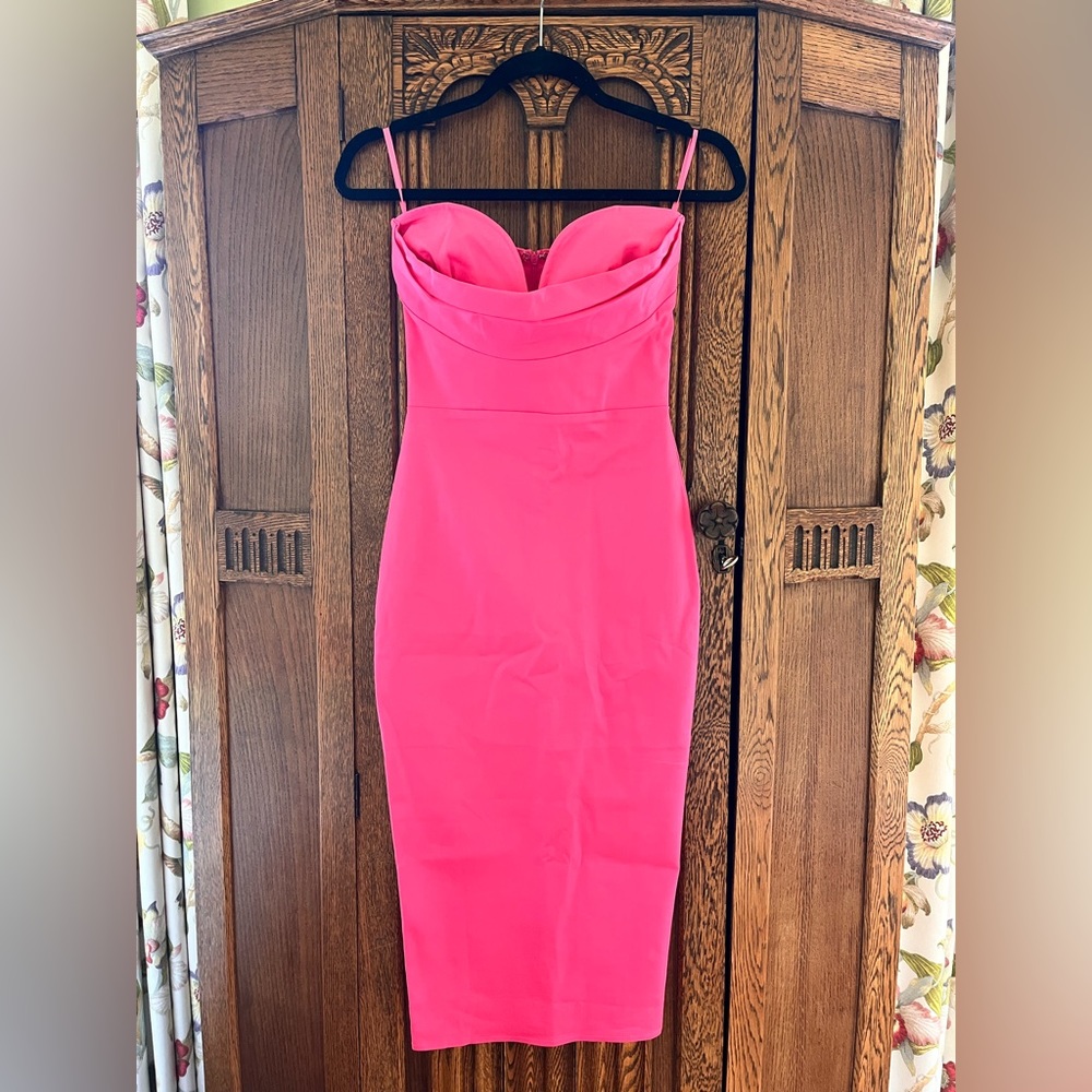 Pink strapless midi dress